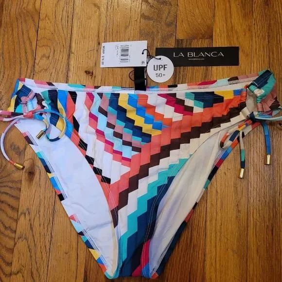 La Blanca Women's Slice Adjustable Loop Hipster Bikini Bottoms Colorful Size 14 - Picture 4 of 8